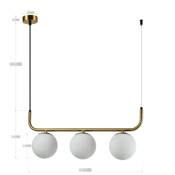 Lampa wisząca Alisa 3xE14 złota/biała LP-005/3L GD