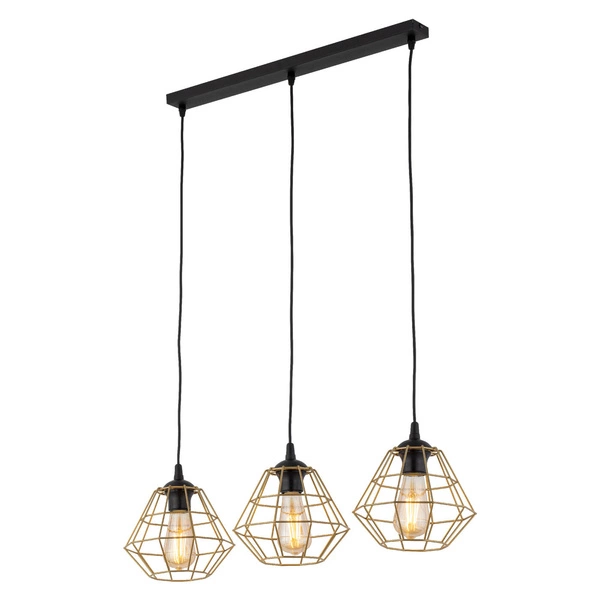 DIAMOND NEW BLACK/GOLD LAMPA WISZĄCA 3 PL LISTWA 4642