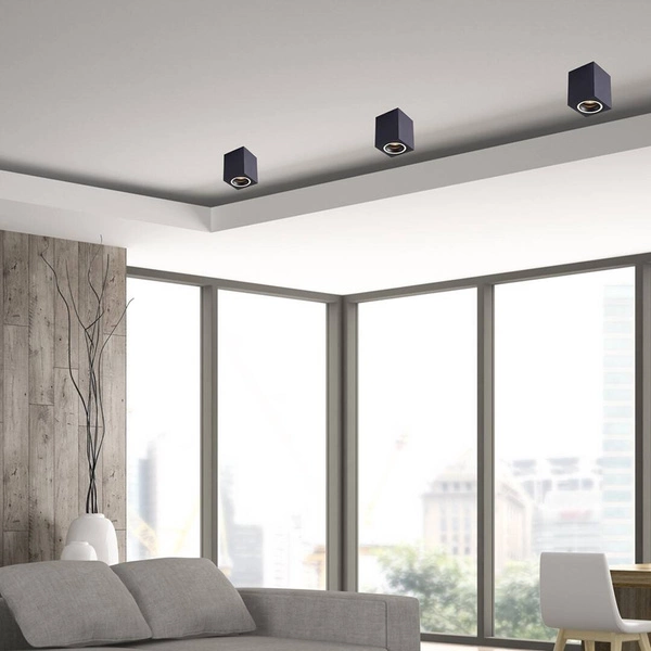 Natynkowy spot sufitowy Bima Ring Square Black 1xGU10 | Czarny