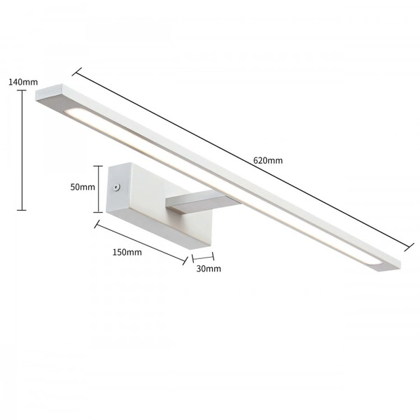 Biały kinkiet łazienkowy duży ISLA IP44 3000K