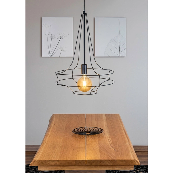 Lampa wisząca Casa Rina 1xE27 Max.60W Czarny Metal/Czarny Kabel PCV 17949104