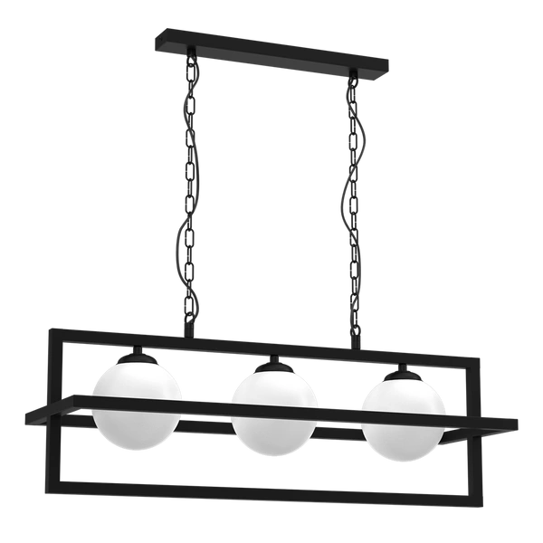 Lampa wisząca DIEGO, MLP8569, czarna z białymi kloszami, 3x40W E14