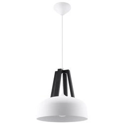 Lampa Wisząca CASCO Stal, Biała/Czarne Drewno, E27, 60 W, SL.0387