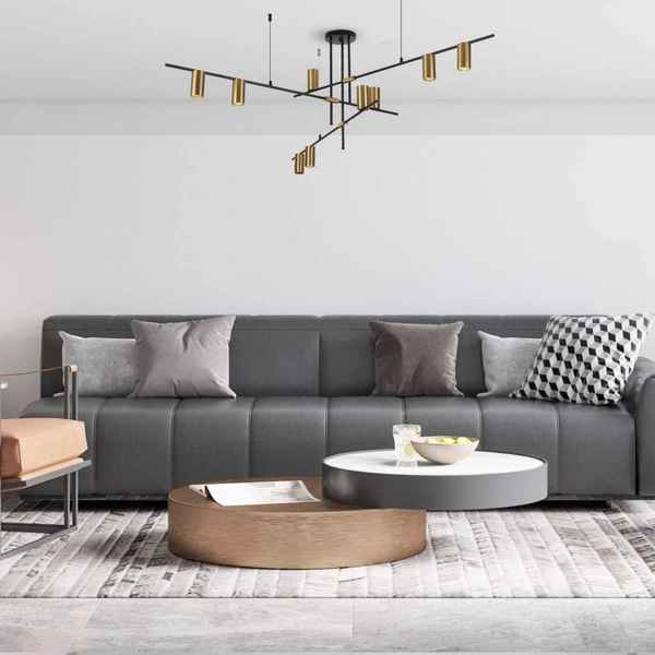 Nowoczesna lampa wisząca ARIZONA 9, czarny/złoty, 9x40W GU10