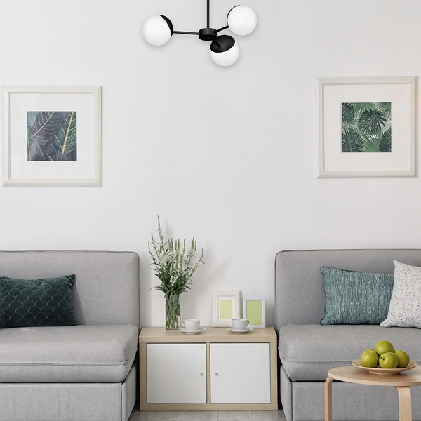 Lampa sufitowa nowoczesna szklana kula żyrandol SFERA III czarny/biały śr. 66cm