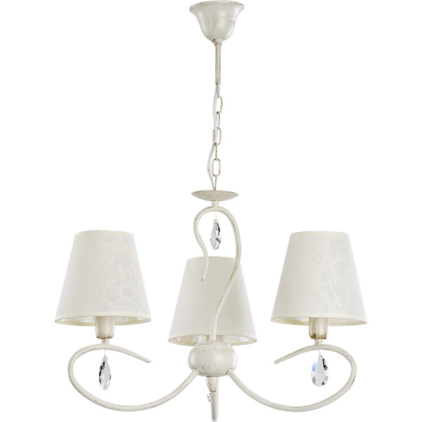 Żyrandol klasyczny z abażurami BALI WHITE śr. 50cm biały antyczny/ecru