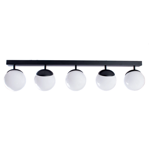 Lampa sufitowa nowoczesna szklana kula listwa SFERA V czarny/biały szer. 100cm