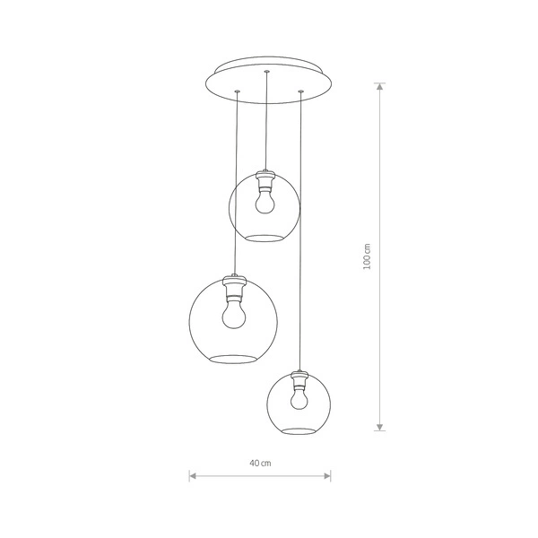 Lampa wisząca VETRO III szer. 40cm 3xE27 | dymiony 7641