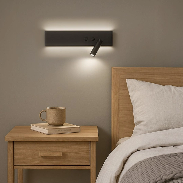 Kinkiet Resort Czarny prawy 10W + 3W LED 4000K