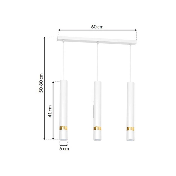 Lampa wisząca JOKER, MLP6082, biały/złoty, 3x8W GU10
