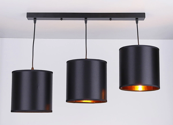 Lampa wisząca, listwa, CANDIDA, 33-00736, czarny/złoty, 3x40W E27