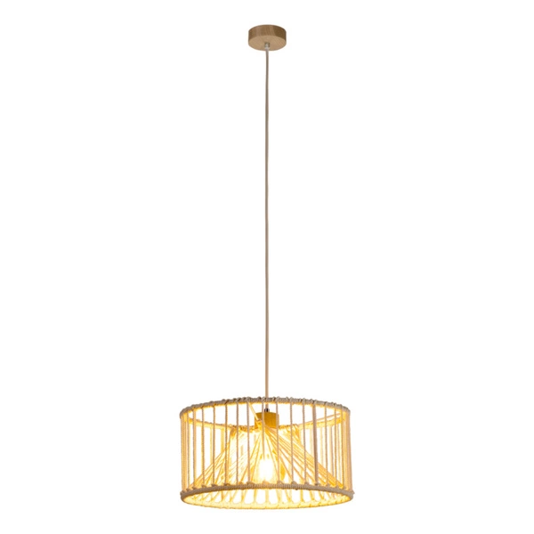 Reve Lampa Wisząca 1xE27 Max.15W LED Dąb Olejowany/Kremowy Sznurek Bawełniany/Kabel z Naturalnej Tkaniny 184517174