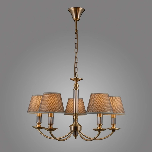 Lampa wisząca Zanobi śr. 67cm 5xE14 | brąz antyczny/szary