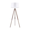 Lampa podłogowa na statywie 1xE27 maks. 60W drewno bukowe z orzecha włoskiego/przezroczysty kabel PVC/abażur z białej tkaniny 6021076