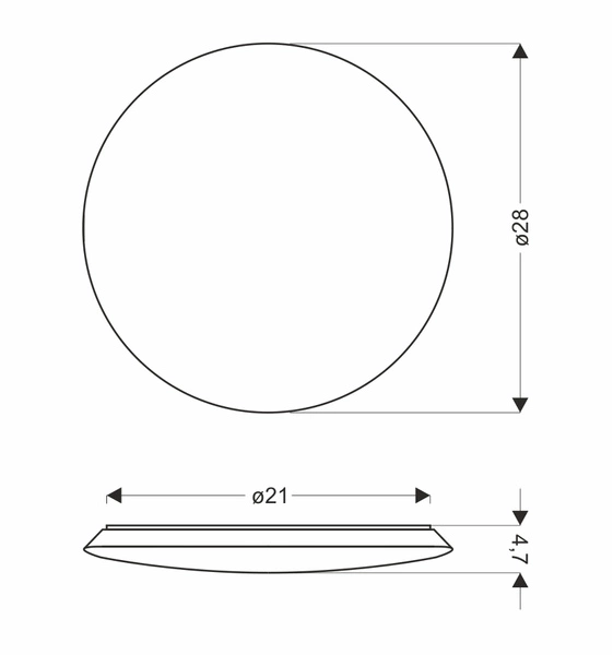 Plafon MEGA 12-75055, 28 cm, biały, 17W LED, barwa neutralna 4000K, IP44