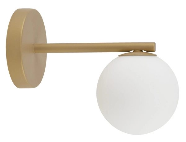 Lampa ścienna, szklana kula GAMA KINKIET G9 12W dł. 24cm | złoty
