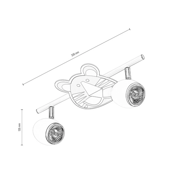 Lampa Sufitowa Lenny 2xGU10 Max.50W Biały Metal/Chrom Metal/Wielobarwny Materiał Syntetyczny ze Wzorem Tygrysa 2108202
