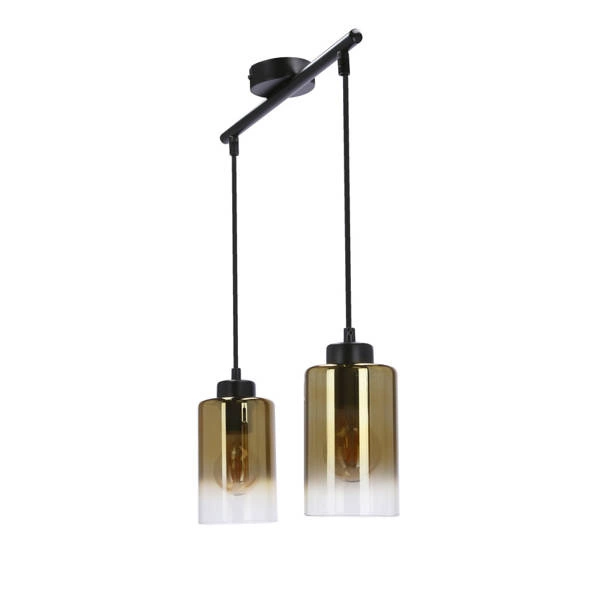 Lampa wisząca ASPRA, 32-16263, czarny/bursztynowy/transparentny, 2x60W E27