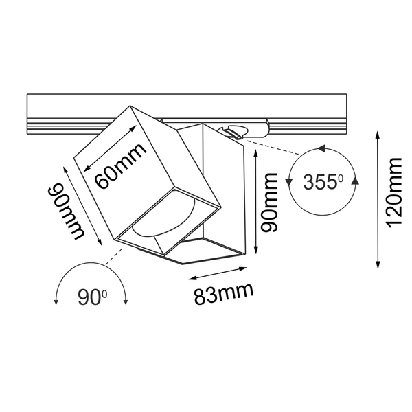 Spot Cube track 1 - Biały - Szynoprzewód 1F 230V 6261 Antigo