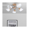 Lampa Sufitowa Mette Wood 5xE27 Max.40W Dąb Olejowany/Chromowany Metal/Klosz z Białej Tkaniny 8341574