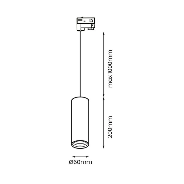 Reflektor do szynoprzewodów Pipe Track Pendant Light Black 1xGU10 3FAZY