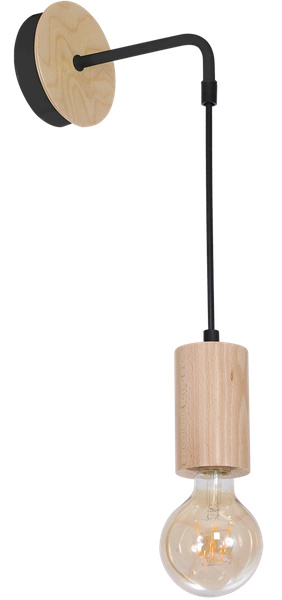 Kinkiet drewniany designerski LINES drewno/czarny