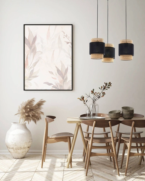 Lampa wisząca rattanowa abażur pająk BOHO BLACK szer. 70cm | czarny 6549