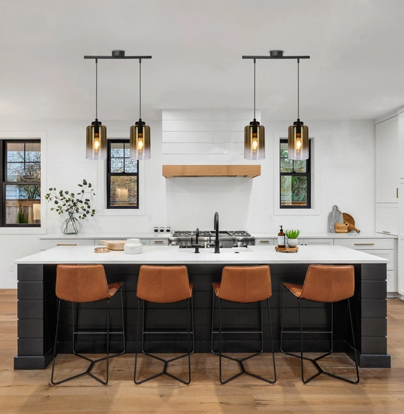 Lampa wisząca ASPRA, 32-16263, czarny/bursztynowy/transparentny, 2x60W E27