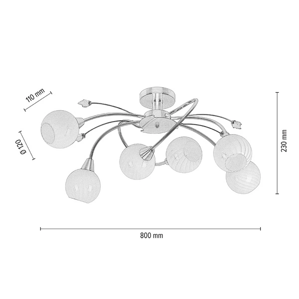 Lampa Sufitowa Marbella 6xE14 Max.40W Patyna Metal/Białe Szkło 5078611G0605