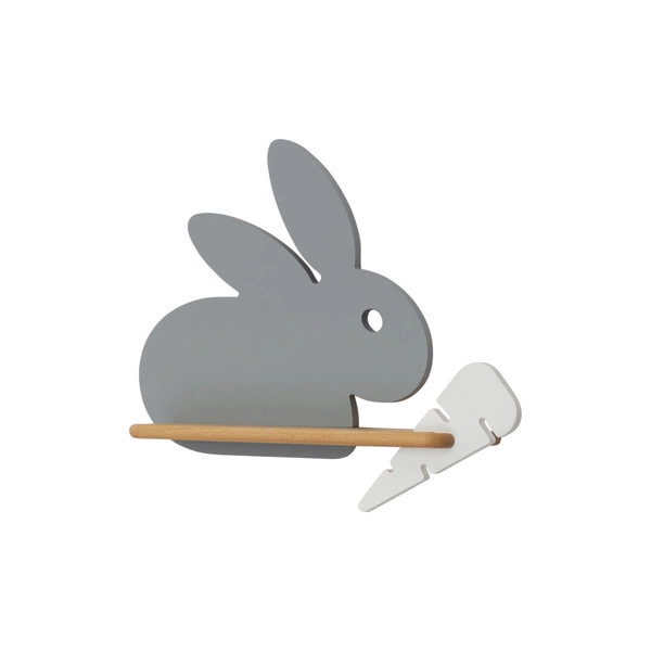 Kinkiet IQ Kids Rabbit z półką, 21-84743, szary/biały, 5W LED, barwa neutralna 4000K