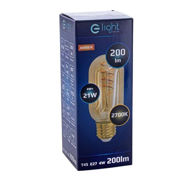 Żarówka FILAMENT LED E27 4W ciepła 2700K T45 spirala podłużna