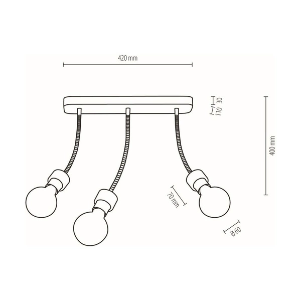 Allumer Lampa Sufitowa 3xE27 Max.25W Dąb Olejowany/Czarny 5414374