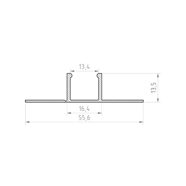 Profil LED P17-2 pod płytki 200cm szer. 16mm | do osłonek C1 C4 | srebrny