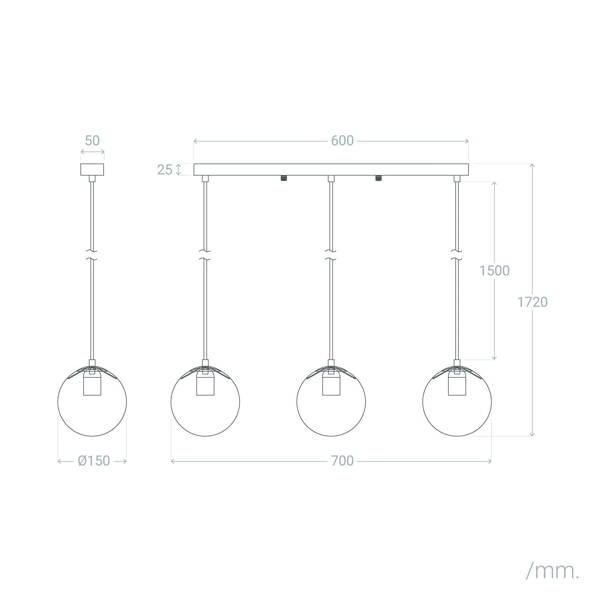 Lampa Wisząca szklana mleczne kule Abruzzo Parma