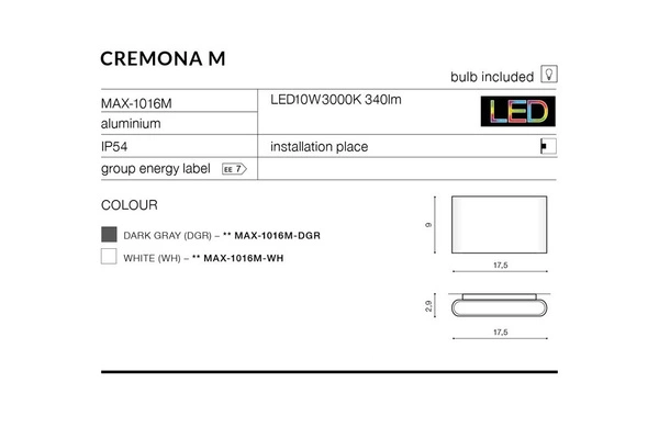 Azzardo CREMONA M WH 2181