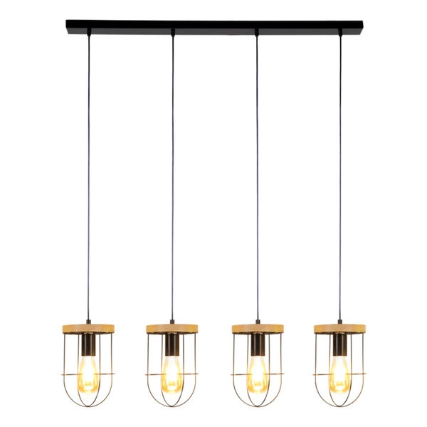 Netuno Lampa Wisząca 4xE27 Max.60W Czarny/Dąb Olejowany 184159404