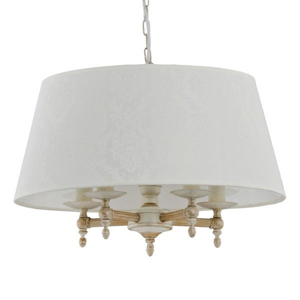 Żyrandol klasyczny z abażurem ROKSANA WHITE śr. 50cm biały antyczny/szary