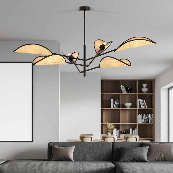 Lampa sufitowa Emibig VENE 6 Czarny/RATTAN 1160/6