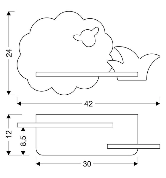 Kinkiet dziecięcy IQ Kids Sheep z półką, 21-85146, szary/zielony, 5W LED, barwa neutralna 4000K