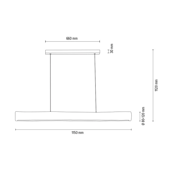 Lampa wisząca Lucas 1xLED Samsung 24V zintegrowana 3080lm 3000K 33W barwiona sosna brązowa/czarny metal/przezroczysty kabel PVC z dotykowym ściemniaczem 69680104