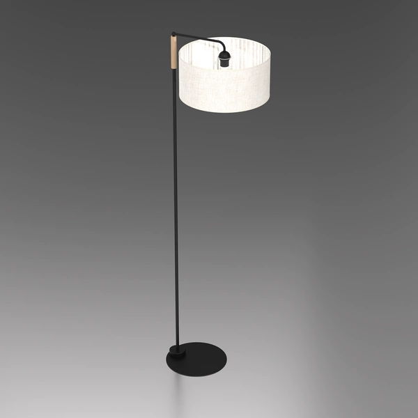Lampa Podłogowa ATLANTA, MLP7454, czarny/drewno/beżowo-szary, 1x60W E27