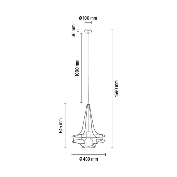 Lampa wisząca Casa Rina 1xE27 Max.60W Czarny Metal/Czarny Kabel PCV 17949104