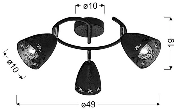 Lampa sufitowa COTY spirala 98-67180 czarna 3xE14