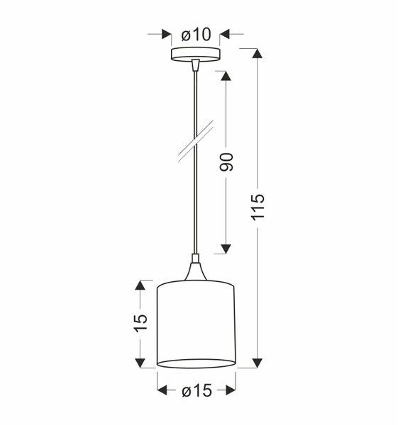 Patti lampa wisząca czarny 1x60 e27 abażur walec 15x15 plecionka zielona