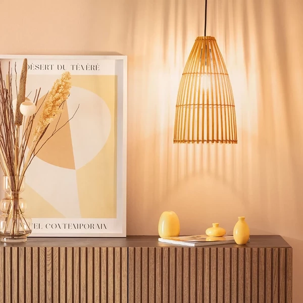 Lampa Wisząca Boho Bambusowa Abruzzo Emilia E27 30cm