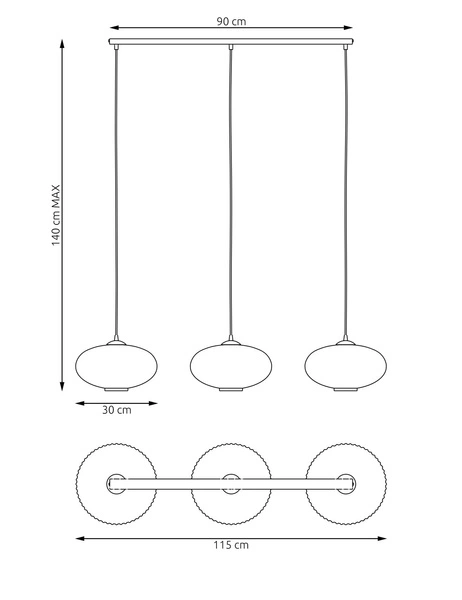 Lampa wisząca Emibig COCO 3 BL OPAL 1376/3