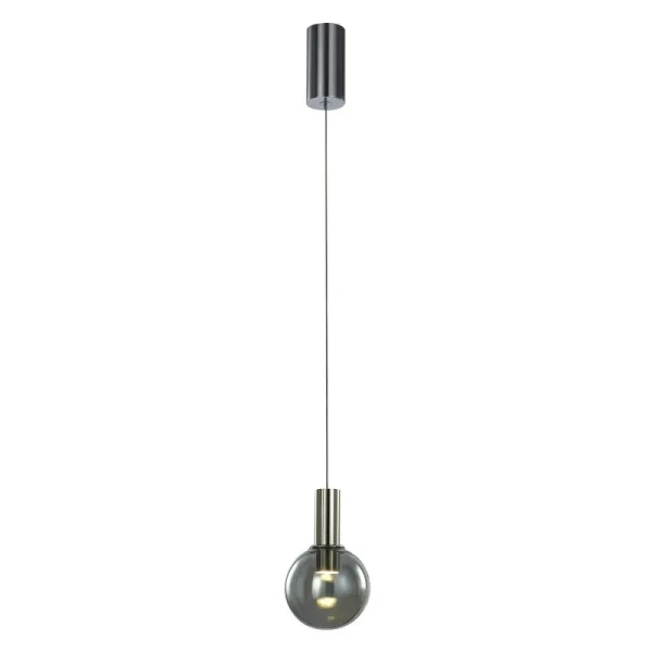 Lampa wisząca Aria śr. 10cm 6W LED ciepła biel 3000K | satyna/dymione szkło