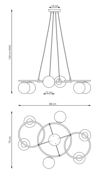 Lampa sufitowa Emibig LIBRA 6 BL MIX oprawa oświetleniowa 1381/6
