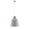 Lampa wisząca nowoczesna z abażurem IVONE 721 drewno/szary śr. 38cm