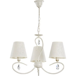 Żyrandol klasyczny z abażurami BALI WHITE śr. 50cm biały antyczny/ecru